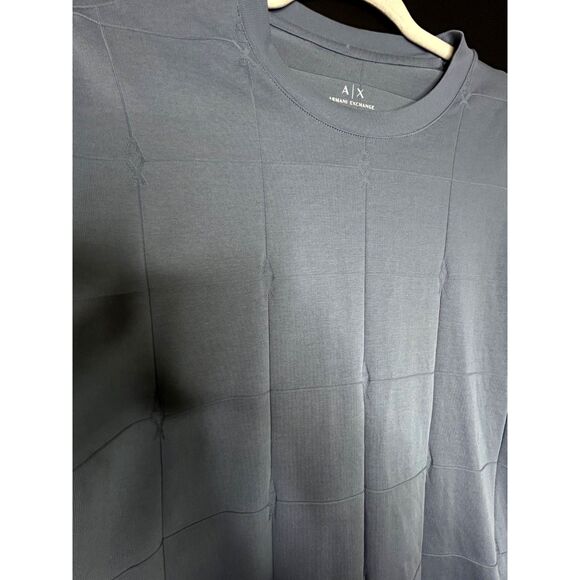 Armani Exchange Men's Regular Fit ASV Ribbed Cotton Slate Blue Crew Neck T-Shirt - Picture 5 of 10